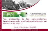 La protección de los conocimientos Tradicionales de los Pueblos Indígenas en el Perú: Ley 27811