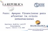 Gustavo Ardila Latiff Presidente Bogot á, Febrero 5 de 2009 Foro: Apoyos financieros para afrontar la crisis internacional.