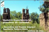 Nuestra Experiencia en procesos de consulta Asamblea del Pueblo Guaraní Capitanía Takovo-Mora Febrero de 2012.