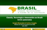 1 Ciencia, Tecnología e Innovación en Brasil: breve panorama Sergio Rezende & Carlos Aragão Ministro de C&T & Presidente del CNPq Julio 2010.