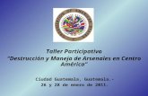 Taller Participativo Destrucción y Manejo de Arsenales en Centro América Ciudad Guatemala, Guatemala.- 26 y 28 de enero de 2011.