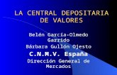 LA CENTRAL DEPOSITARIA DE VALORES Belén García-Olmedo Garrido Bárbara Gullón Ojesto C.N.M.V. España Dirección General de Mercados.