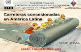 1 Carreteras concesionadas en América Latina CEPAL, 3 DE DICIEMBRE, 2003 TALLER DE TRABAJO EXPERIENCIAS REGIONALES EN LA CONCESION DE OBRAS DE INFRAESTRUCTURA.