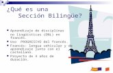¿Qué es una Sección Bilingüe? Aprendizaje de disciplinas no lingüísticas (DNL) en francés. Uso PROGRESIVO del francés. Francés: lengua vehicular y de aprendizaje.
