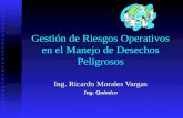 Gestión de Riesgos Operativos en el Manejo de Desechos Peligrosos Ing. Ricardo Morales Vargas Ing. Químico.