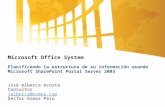 Microsoft Office System Planificando la estructura de su información usando Microsoft SharePoint Portal Server 2003 José Alberca Acosta Consultor jalberca@osmos.com.