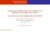 Programación Matemática para Optimizar la Mantención de Mallas de Cultivo Experiencia en SALMONES MULTIEXPORT Cristian Polgatiz, Francisco Cisternas, Guillermo.