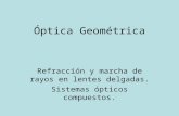 Óptica Geométrica Refracción y marcha de rayos en lentes delgadas. Sistemas ópticos compuestos.