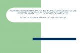 NORMA SANITARIA PARA EL FUNCIONAMIENTO DE RESTAURANTES Y SERVICIOS AFINES RESOLUCIÓN MINISTERIAL Nº 363-2005/MINSA.