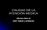 CALIDAD DE LA ATENCIÓN MEDICA Alfonso Nino G G&C Salud y ambiente.