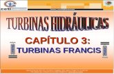 CAPÍTULO 3: TURBINAS FRANCIS. DEFINICIÓN DE TURBINA FRANCIS: Son conocidas como turbinas de sobrepresión por ser variable la presión en las zonas del.