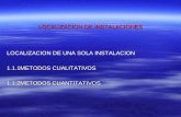 LOCALIZACION DE UNA SOLA INSTALACION 1.1.1METODOS CUALITATIVOS 1.1.2METODOS CUANTITATIVOS LOCALIZACION DE INSTALACIONES.