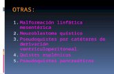 OTRAS: 1. Malformación linfática mesentérica 2. Neuroblastoma quístico 3. Pseudoquistes por catéteres de derivación ventriculoperitoneal. 4. Quistes esplénicos.