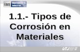 1.1.- Tipos de Corrosión en Materiales. Definición de Corrosión: Deterioro de una sustancia (usualmente un metal) o de sus propiedades debido a una reacción.