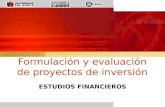 ESTUDIOS FINANCIEROS Formulación y evaluación de proyectos de inversión.