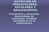 NUTRICIÓN EN PREESCOLARES, ESCOLARES Y ADOLESCENTES Crecimiento y desarrollo. Necesidades de nutrientes. Cambios psicológicos en la adolescencia.