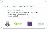 Municipalidad de Aserrí Proyecto Común : Análisis de indicadores Sociales desde una Perspectiva Territorial INFORME SOBRE EL ESTADO DEL PROYECTO.