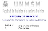 MKT1 Tema Nº 01: Panorama de la Mercadotécnia Ing. Manuel García Pantigozo 2004 - I ESTUDIO DE MERCADO.