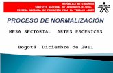REPÚBLICA DE COLOMBIA SERVICIO NACIONAL DE APRENDIZAJE-SENA- SISTEMA NACIONAL DE FORMACIÓN PARA EL TRABAJO –SNFT MESA SECTORIAL ARTES ESCENICAS Bogotá
