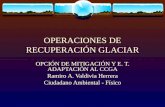 OPERACIONES DE RECUPERACIÓN GLACIAR OPCIÓN DE MITIGACIÓN Y E. T. ADAPTACIÓN AL CCGA Ramiro A. Valdivia Herrera Ciudadano Ambiental - Físico.