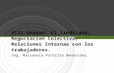 VIII Unidad: El Sindicato, Negociacion Colectiva, Relaciones Internas con los trabajadores. Ing. Marianela Portillo Benavidez.