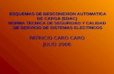 ESQUEMAS DE DESCONEXION AUTOMATICA DE CARGA (EDAC) NORMA TECNICA DE SEGURIDAD Y CALIDAD DE SERVICIO DE SISTEMAS ELECTRICOS PATRICIO CARO CARO JULIO 2006.