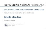 COMUNIDAD ACHALAI / COMCLARA CICLO DE CLASES CONFERENCIAS VIRTUALES Instrumentos musicales prehispánicos Botella silbadora D.G. Mónica Polanco Pontificia.