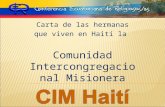 Carta de las hermanas que viven en Haití la Comunidad Intercongregacional Misionera.