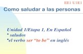 Como saludar a las personas Unidad 1/Etapa 1, En Español saludos el verbo ser to be en inglés EE1 U1E1.