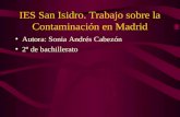 IES San Isidro. Trabajo sobre la Contaminación en Madrid Autora: Sonia Andrés Cabezón 2º de bachillerato.