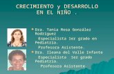 CRECIMIENTO y DESARROLLO EN EL NIÑO. Dra. Tania Rosa González Rodríguez Especialista 1er grado en Pediatría. Profesora Asistente. Dra. Ileana del Valle.