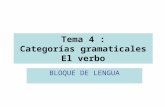 Tema 4 : Categorías gramaticales El verbo BLOQUE DE LENGUA.
