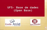 UF5- Base de dades (Open Base) 34R/1I/1P-212 1. Conjunto de información almacenada de forma organizada. Clases de bases de datos: Base de datos documental.