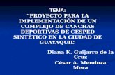 PROYECTO PARA LA IMPLEMENTACIÓN DE UN COMPLEJO DE CANCHAS DEPORTIVAS DE CÉSPED SINTÉTICO EN LA CIUDAD DE GUAYAQUIL Diana K. Guijarro de la Cruz César A.