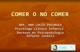 COMER O NO COMER DRA. ANA LUCÍA PACURUCU Psicóloga clínica Infantil Doctora en Psicopatología Infanto Juvenil.