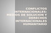 Definir los conflictos Internacionales y sus medios de solución Examinar la situación de los Derechos Humanos de las victimas de estos conflictos conforme.