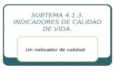SUBTEMA 4.1.3. INDICADORES DE CALIDAD DE VIDA. Un indicador de calidad.