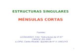 1 ESTRUCTURAS SINGULARES MÉNSULAS CORTAS Fuentes: LEONHARDT, Fritz: Estructuras de Hº Aº CIRSOC 201-2005 LLOPIZ, Carlos Ricardo. Apuntes de H° II. UNCUYO.
