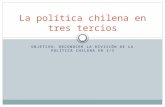 OBJETIVO: RECONOCER LA DIVISIÓN DE LA POLÍTICA CHILENA EN 3/3 La política chilena en tres tercios.