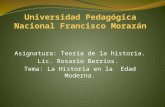 Asignatura: Teoría de la historia. Lic. Rosario Berríos. Tema: La Historia en la Edad Moderna.