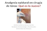 Analgesia epidural en cirugía de tórax: Qué es lo nuevo? Andrés Guillermo Barrios Garrido Residente Anestesiología y Reanimación Universidad de Antioquia.