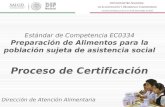 Estándar de Competencia EC0334 Preparación de Alimentos para la población sujeta de asistencia social Proceso de Certificación Dirección de Atención Alimentaria.