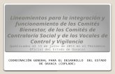 Lineamientos para la integración y funcionamiento de los Comités Bienestar, de los Comités de Contraloría Social y de los Vocales de Control y Vigilancia.