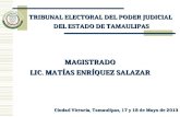 TRIBUNAL ELECTORAL DEL PODER JUDICIAL DEL ESTADO DE TAMAULIPAS MAGISTRADO LIC. MATÍAS ENRÍQUEZ SALAZAR Ciudad Victoria, Tamaulipas, 17 y 18 de Mayo de.