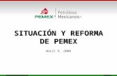 SITUACIÓN Y REFORMA DE PEMEX Abril 9, 2008. CONTENIDO I.Acerca de Pemex II.Resultados operativos III.Principales retos Exploración y producción Refinación.