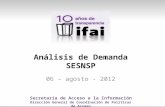 Secretaría de Acceso a la Información Dirección General de Coordinación de Políticas de Acceso Análisis de Demanda SESNSP 06 – agosto - 2012.