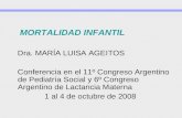MORTALIDAD INFANTIL Dra. MARÍA LUISA AGEITOS Conferencia en el 11º Congreso Argentino de Pediatría Social y 6º Congreso Argentino de Lactancia Materna.