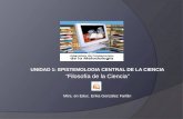 UNIDAD 1: EPISTEMOLOGIA CENTRAL DE LA CIENCIA Filosofía de la Ciencia Mtra. en Educ. Erika González Farfán.