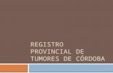 REGISTRO PROVINCIAL DE TUMORES DE CÓRDOBA. ¿Qué es un Registro de Tumores?