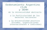 Ordenamiento Argentino CSJN y DDHH de la Universalidad abstracta a la Particularidad de los derechos nacionales y la Universalidad positiva (Estados, organizaciones.
